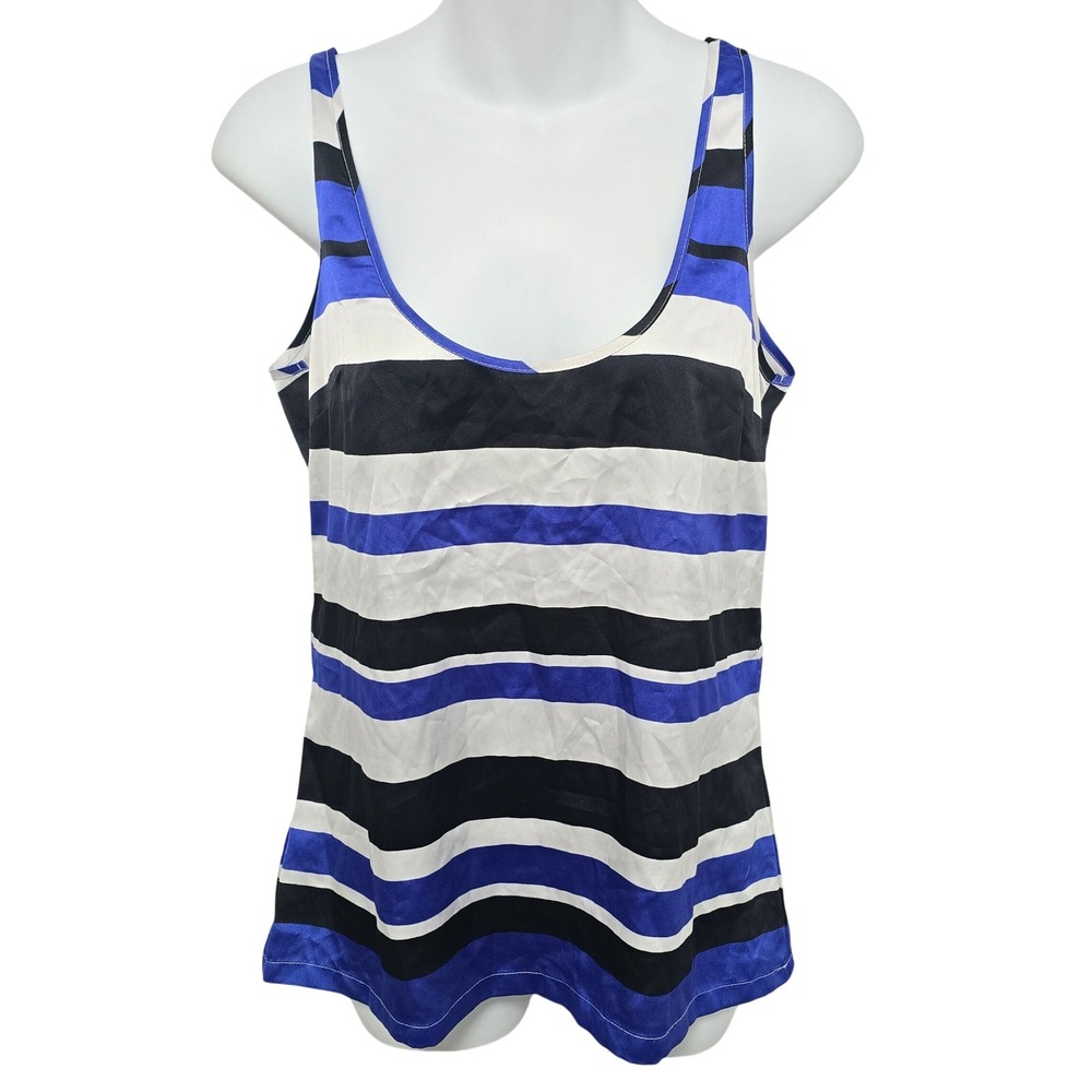Kardashian Kollection Womens Striped Scoop Neck Tank Top Blue Black White‎ XS